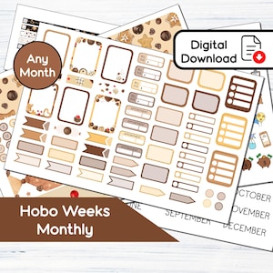 Maandelijkse Hobonichi Weeks - afdrukbare maandelijkse stickerkit Sweet Christmas (3,35 x 7) - Instant Download Kit 107