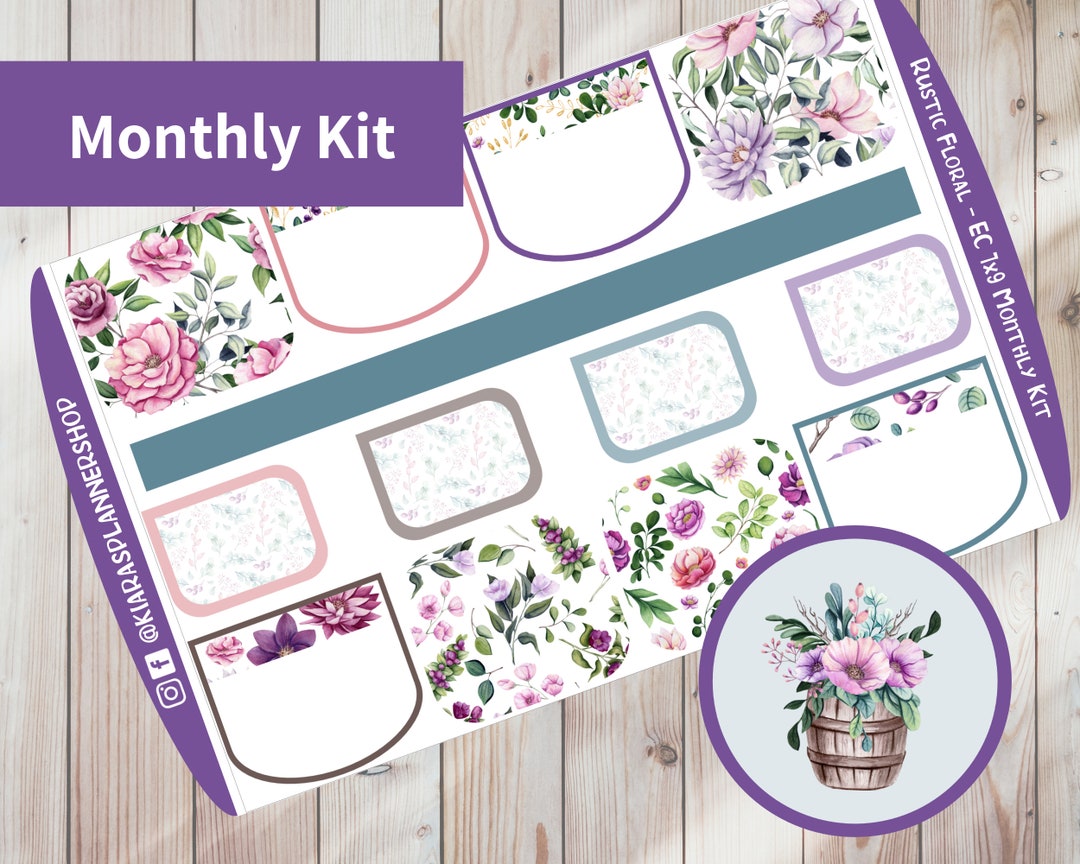 Rustic Floral - Printable Monthly Sticker Kit for 7x9 Planners (RF79M ...