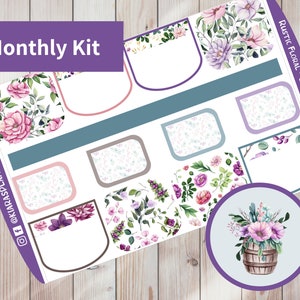 Rústico Floral - Kit de adesivos mensais imprimíveis para planejadores 7x9 (RF79M) Erin Condren ECLP