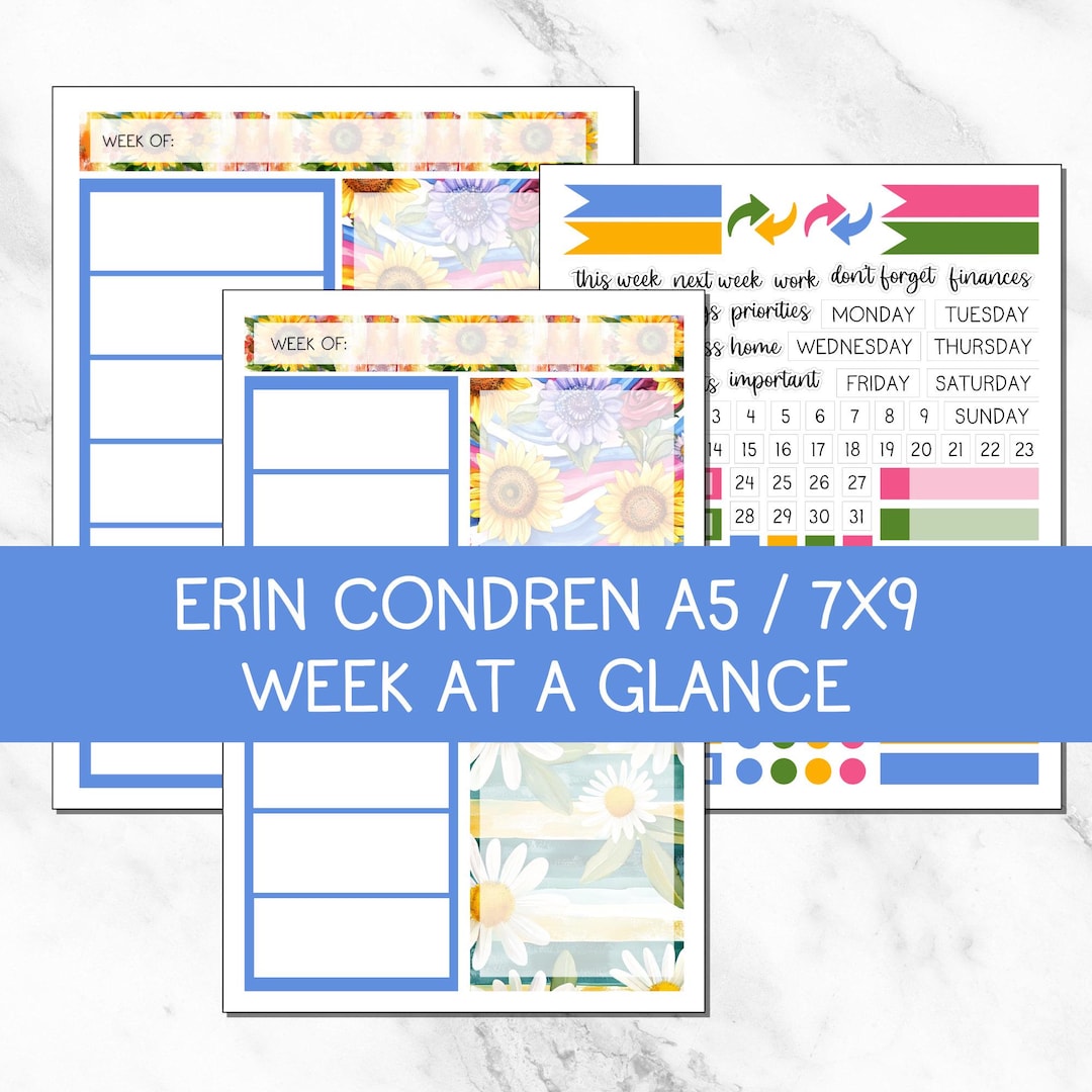 KIT 211 | Summer Flower | Any Month | Week at a Glance Pages | Erin ...