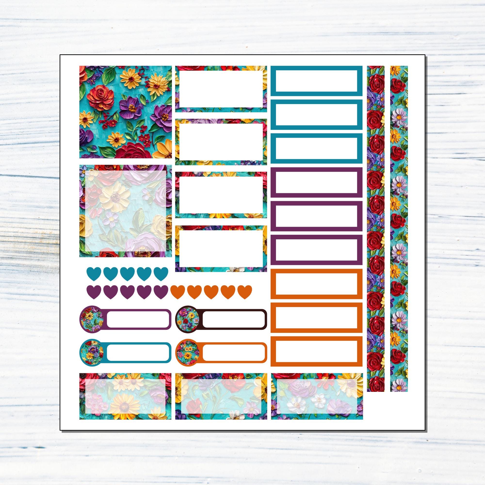 HP BIG Monthly - Painted Floral Printable Monthly Sticker Kit for Happy ...