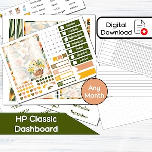 Kit adesivi per cruscotto stampabili HP Classic Dashboard - March Daffodil per Happy Planner Classic (7x9,25) Kit BF3
