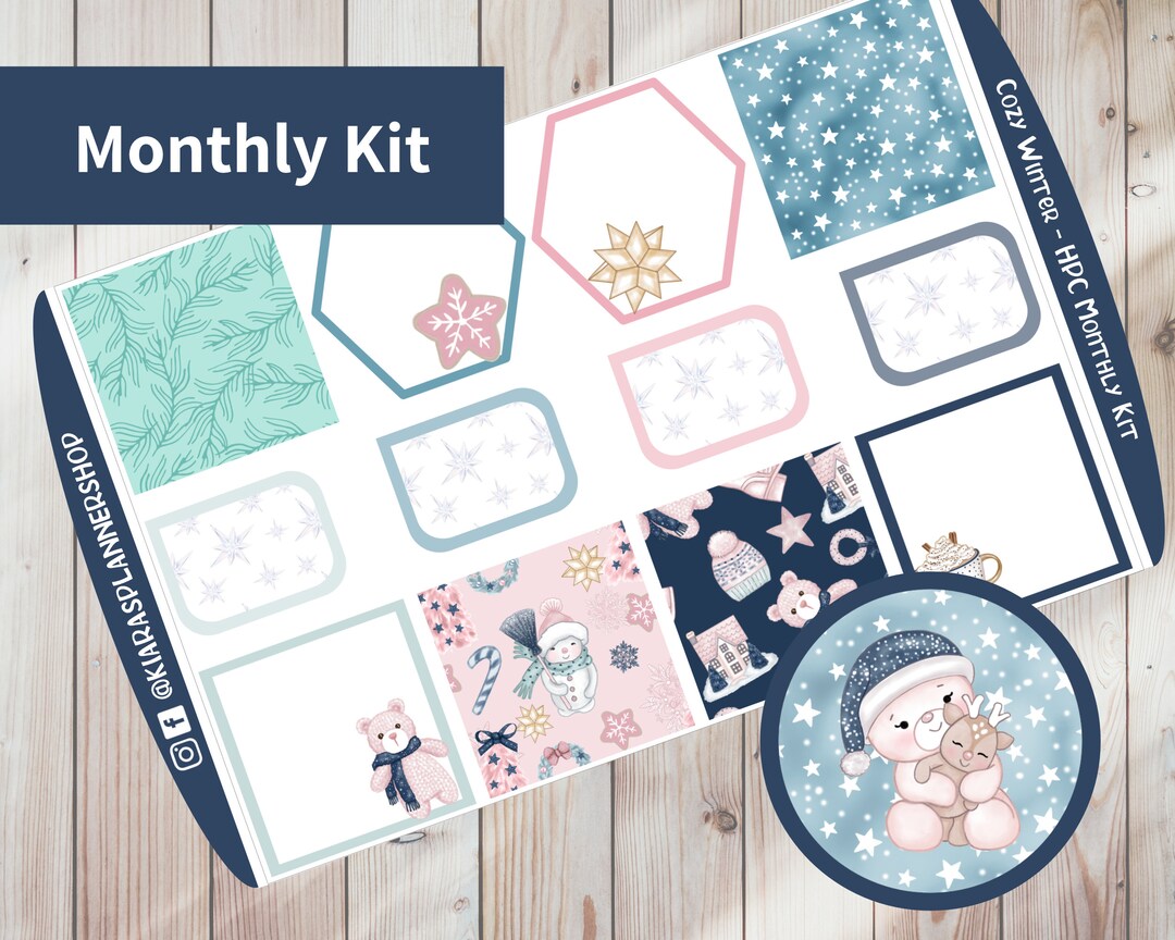 Cozy Winter - Printable Monthly Sticker Kit for Happy Planner Classic ...