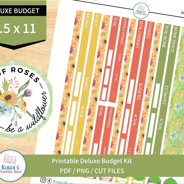 DELUXE 8.5 x 11 BUDGET - Wildflowers Printable Monthly Budget Kit (WF811DB) (8.5 x 11)