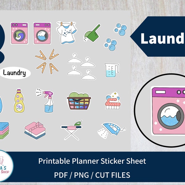 Laundry Sticker Sheet - 25 Printable Stickers for Planners and Journals (LSPS)