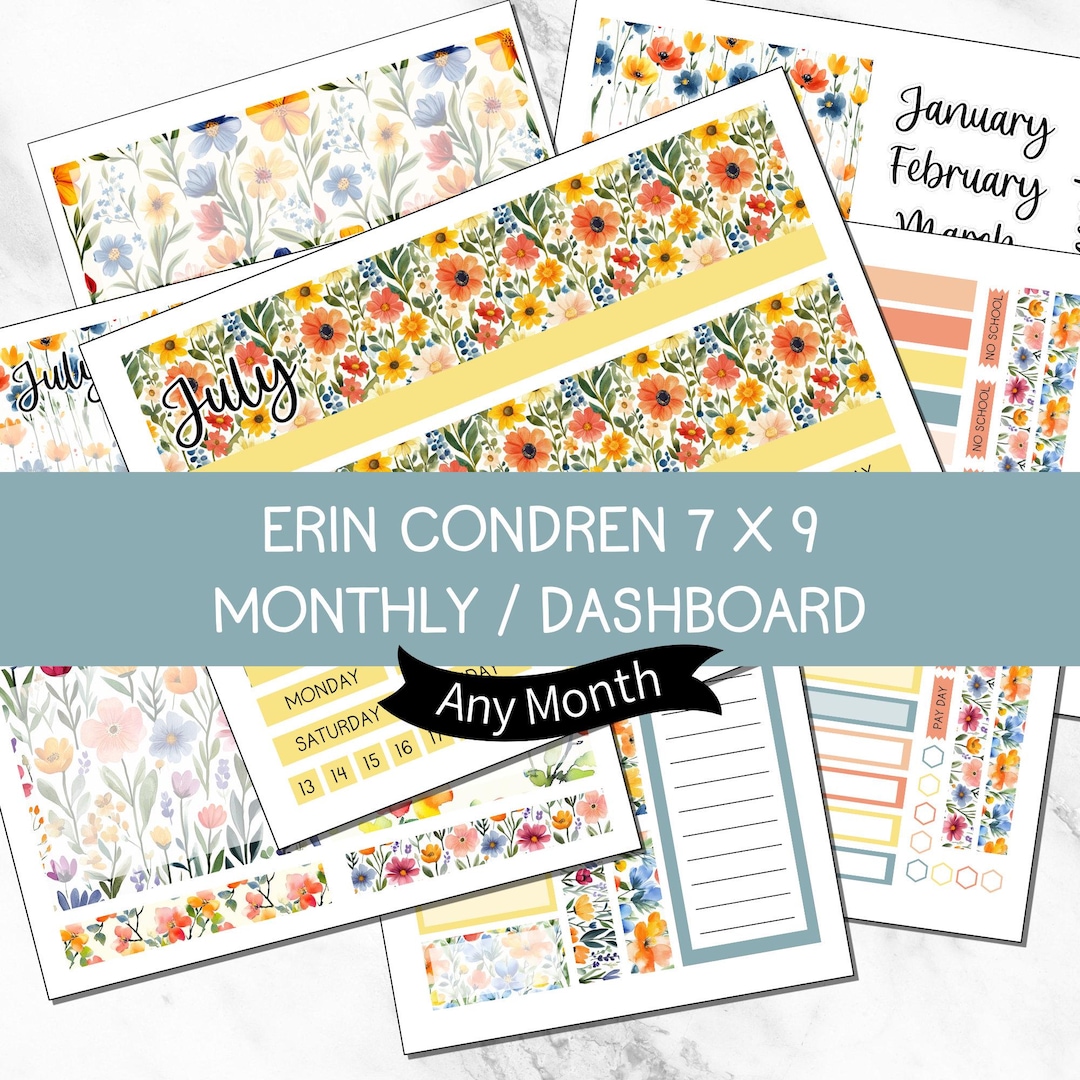 KIT 213 | Summer Fields | July - Any Month | Erin Condren 7x9 Month and ...