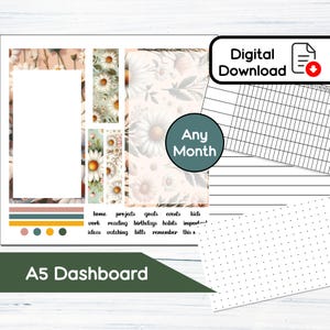 Painel A5 - Kit de adesivos para painel imprimível April Daisy para planejadores A5 Erin Condren - Kit de download instantâneo BF4