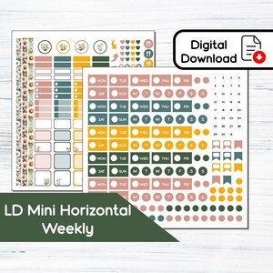 Mini Horizontal - April Daisy - Kit de adesivos semanais para impressão para Laurel Denise Mini - KIT BF4 - Download instantâneo