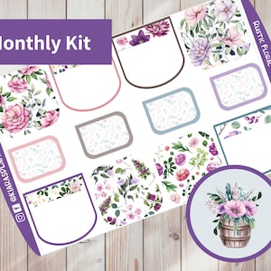 Rustic Floral - Printable Monthly Sticker Kit for Happy Planner Classic (RFHPCM) (7x9.25)