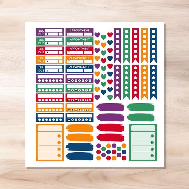 Dark Scheme - Printable Functional Sticker Set - Variety of Stickers ...