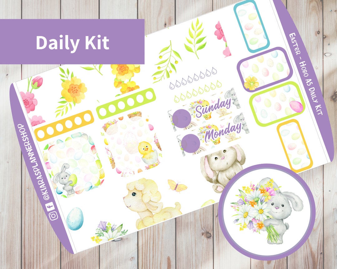 Easter - Hobonichi Cousin A5 Printable Daily Sticker Kit (EA5HW) (5.8x8 ...