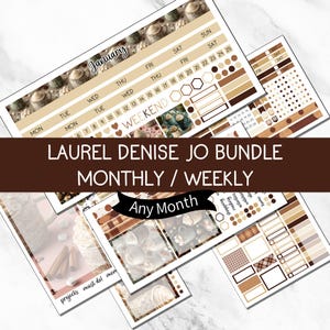 May include: A selection of planner stickers in shades of brown and beige. The stickers feature calendar layouts, decorative elements, and the text "January", "Weekend", and "Any Month". Ideal for organising monthly and weekly plans.
