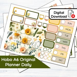 Hobonichi Original A6 Daily - März Narzisse Printable tägliche / wöchentliche Sticker Kit (5.9x4.1) - Instant Download Kit BF3