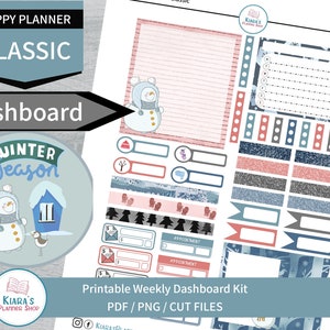 Winter Season - Printable Weekly Dashboard Sticker Kit for Happy Planner Classic (WSHPCD) (7 x 9.25) Happy Planner