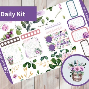 Floral Rústico - Kit de pegatinas diarias imprimibles Hobonichi Cousin A5 (RFA5HW) (5,8x8,3)