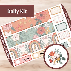 Boho Garden - Kit de adesivos diários para impressão Hobonichi Cousin A5 (BGA5HW) (5,8x8,3)