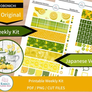 Bauernhaus Zitronen - Hobonichi Original A6 (Japanische Version) Printable Weekly Sticker Kit (FLA6JHW) (5,9x4,1)