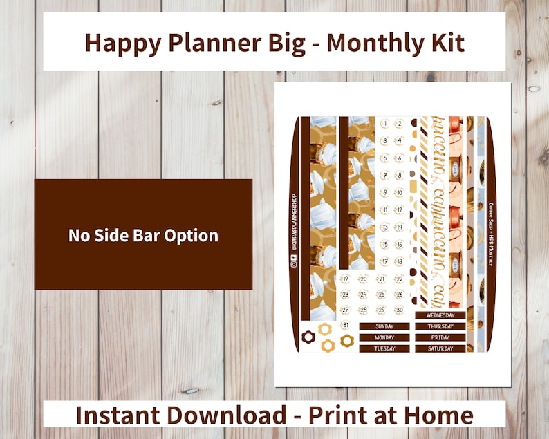 Coffee Shop - Printable Monthly Sticker Kit for Happy Planner BIG ...