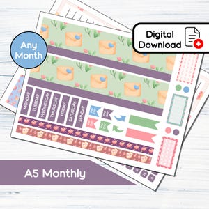 A5 Monthly - Kit de adesivos mensais para impressão Valentine Love para A5Planners Erin Condren - Kit de download instantâneo 125