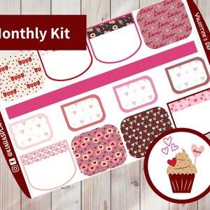 Dia dos Namorados - Kit de adesivos mensais imprimíveis para planejadores 7x9 (VD79M) Erin Condren ECLP