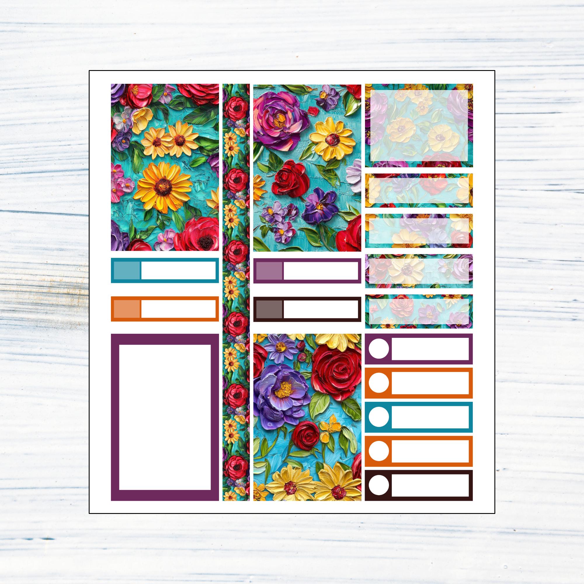 HP BIG Weekly - Painted Floral Printable Weekly Sticker Kit for Happy ...