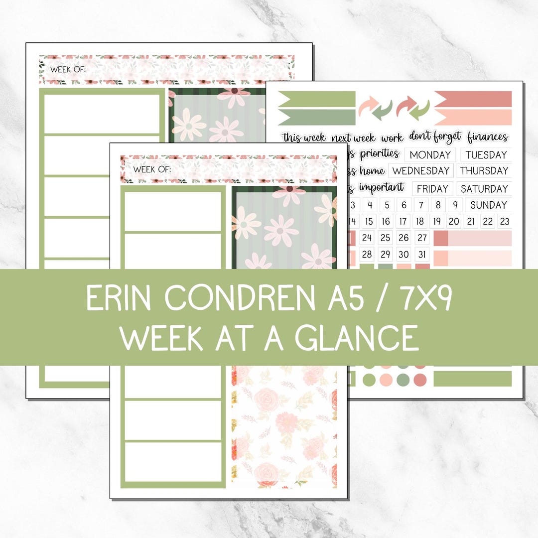 KIT 207 | Gentle Spring | Any Month | Week at a Glance Pages | Erin ...