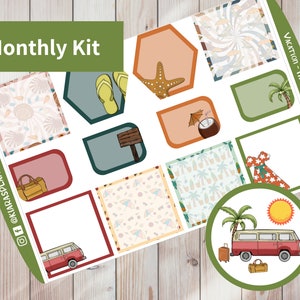 Vacation - Printable Monthly Sticker Kit for Happy Planner Classic (VAHPCM) (7x9.25)