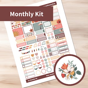 Boho Garden - Kit de adesivos mensais para impressão Hobonichi Cousin A5 (BGA5HM) (5,8x8,3)
