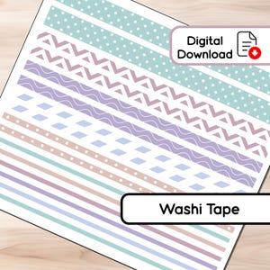Flora - Tiras de cinta washi - 16 pegatinas - Varios anchos - Descarga instantánea - BUJO