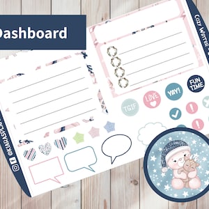 Cosy Winter - Kit de adesivos de painel mensal para impressão para planejadores 7 x 9 (CW79DASH) Erin Condren Life Planner ECLP
