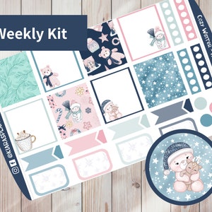 Inverno aconchegante - Kit de adesivos semanais para impressão Hobonichi Cousin A5 (CWA5HW) (5,8x8,3)
