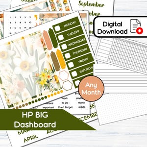HP BIG Dashboard - Kit adesivi per cruscotto stampabili con narcisi di marzo per Happy Planner BIG (8,5x11) Kit BF3