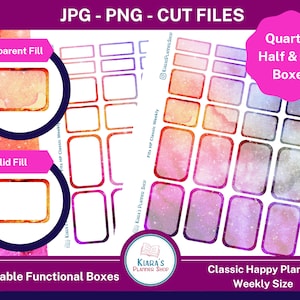 Galaxy Shaded Boxes for Happy Planner Classic Weekly - Printable Sticker Sheet (GHPC)