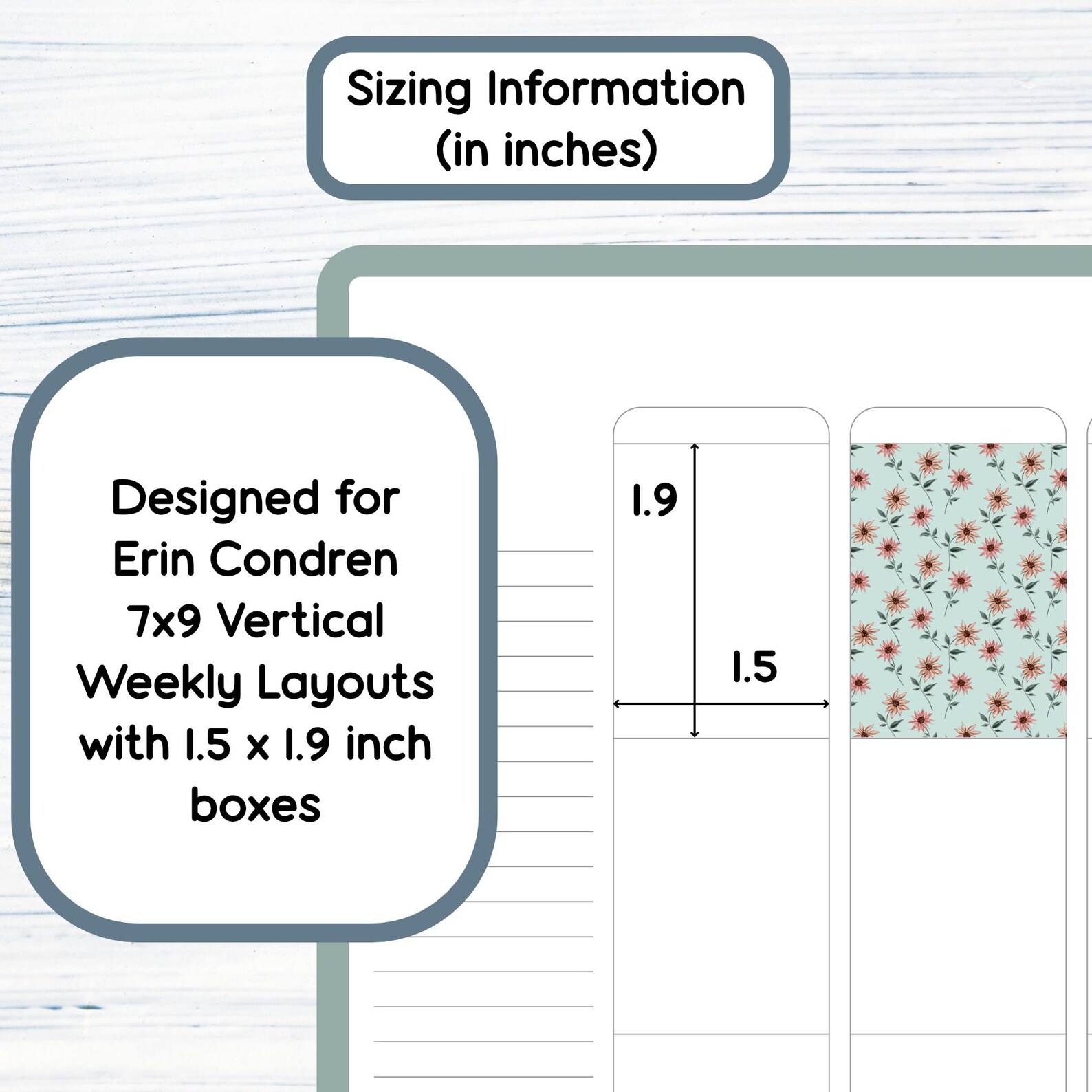 Add On Sticker 7x9 Weekly Add on - Floral Fall Printable Add on Sticker Kit for 7x9 ...