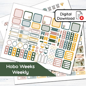 Hobonichi Weeks Weekly - Kit de adesivos semanais para impressão April Daisy (3,35 x 7) - Download instantâneo - Kit BF4