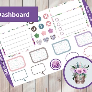 Rústico Floral - Kit de adesivos de painel mensal para impressão para planejadores A5 (RFA5DASH) (5,8 x 8,3) Erin Condren ECLP