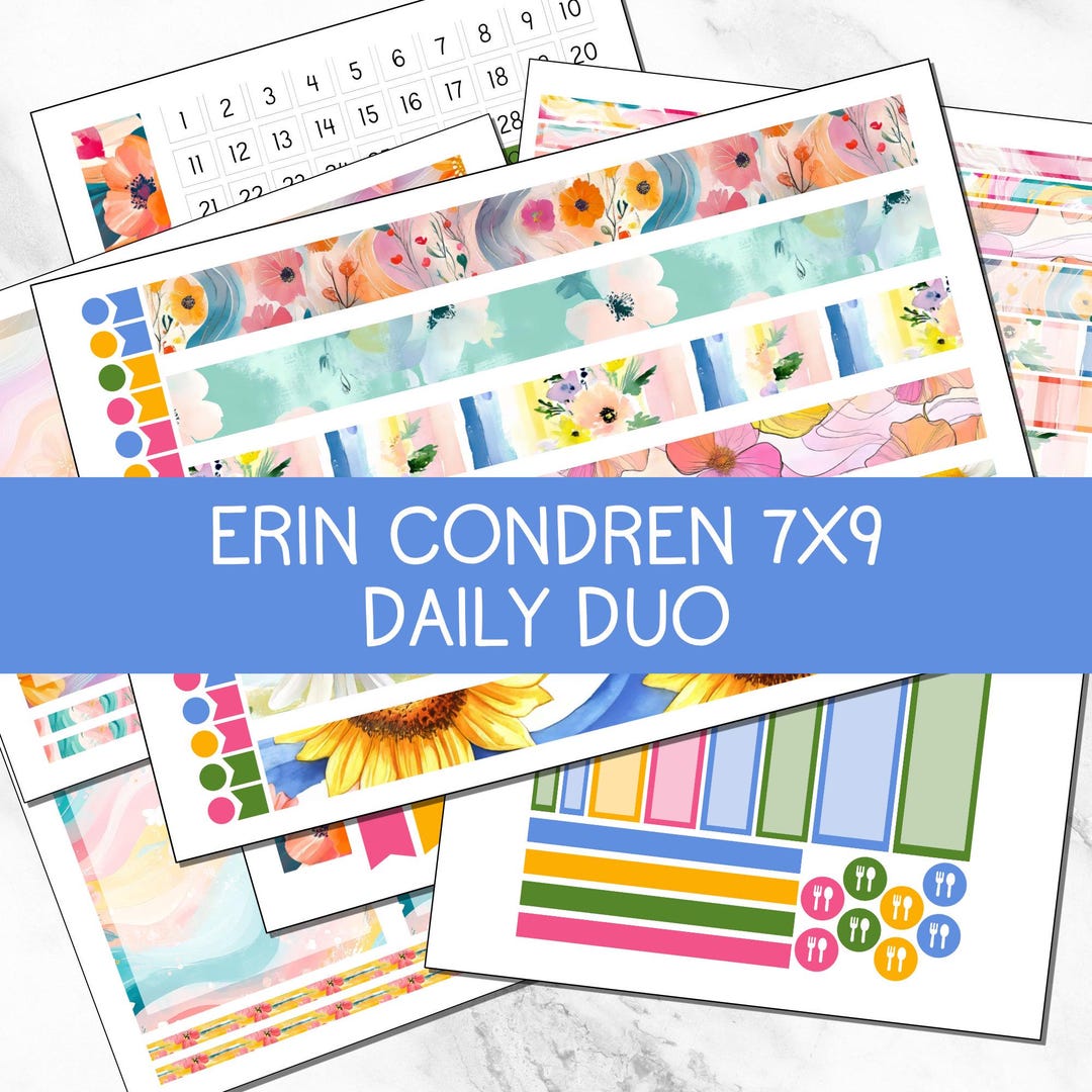 KIT 211 | Summer Flower - Erin Condren 7x9 Daily Duo | Digital Download ...