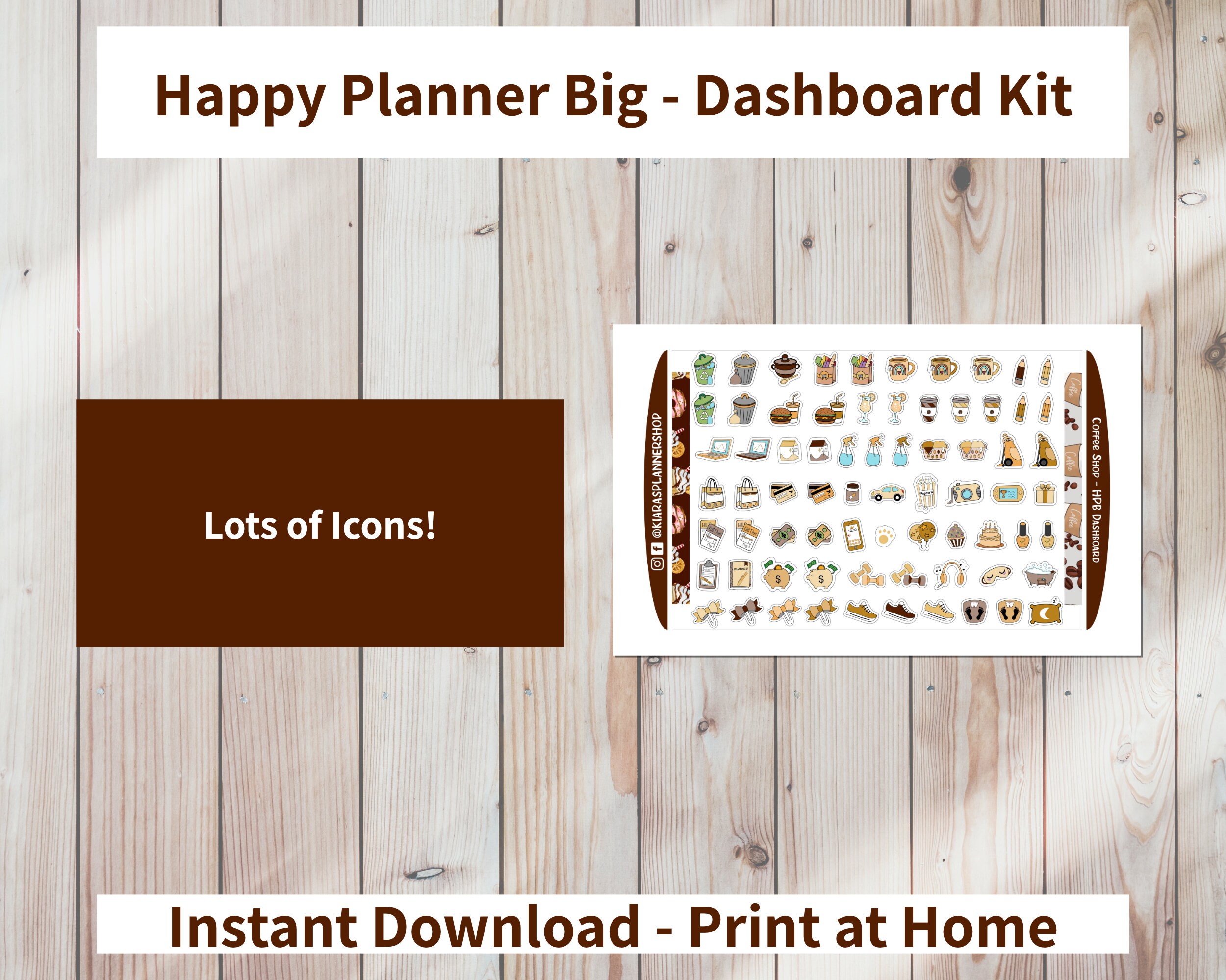 Coffee Shop - Printable Weekly Dashboard Sticker Kit for Happy Planner ...