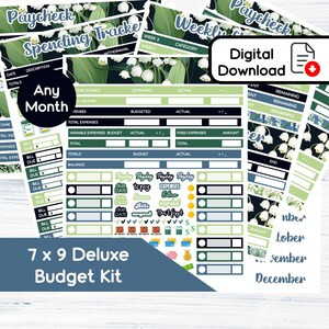 BUDGET DELUXE 7 x 9 pouces - Kit budget mensuel imprimable Muguet de mai (7 x 9) - Kit BF5