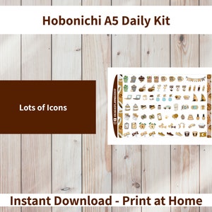 Coffee Shop - Hobonichi Cousin A5 Printable Daily Sticker Kit (CSA5HW ...