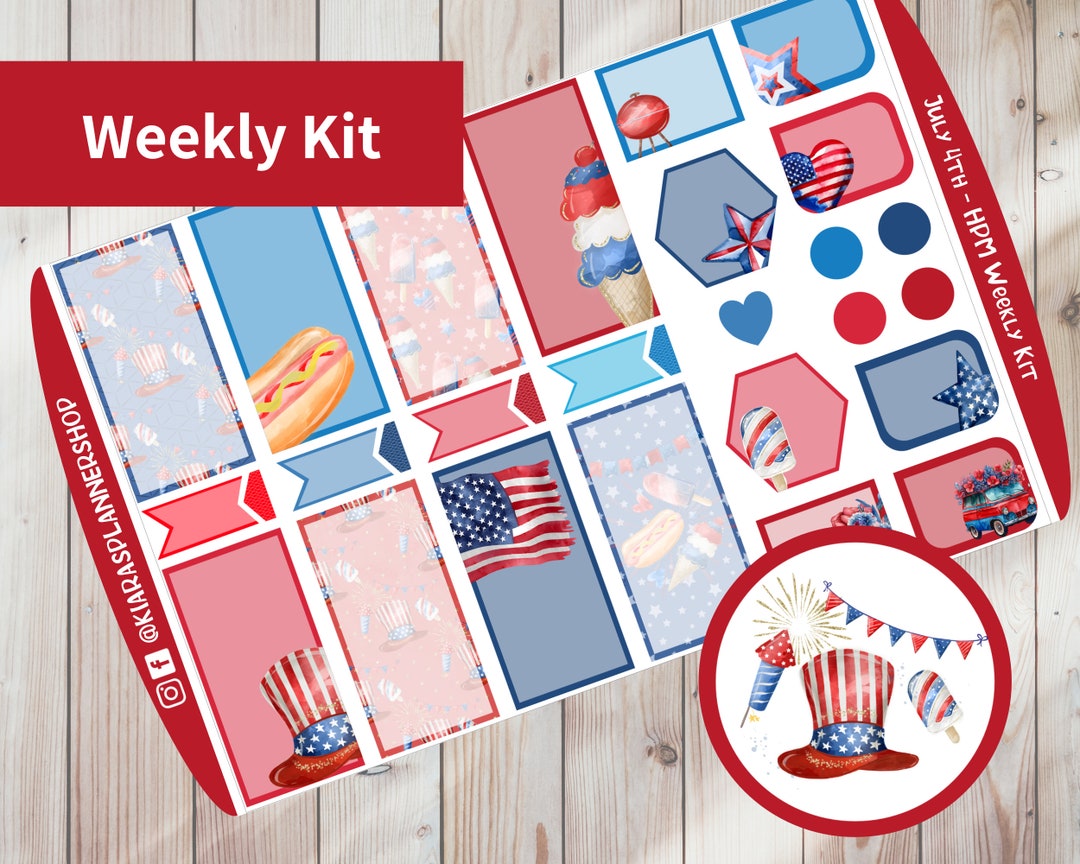 July 4th - Printable Weekly Sticker Kit for Happy Planner Mini (J4HPMW ...