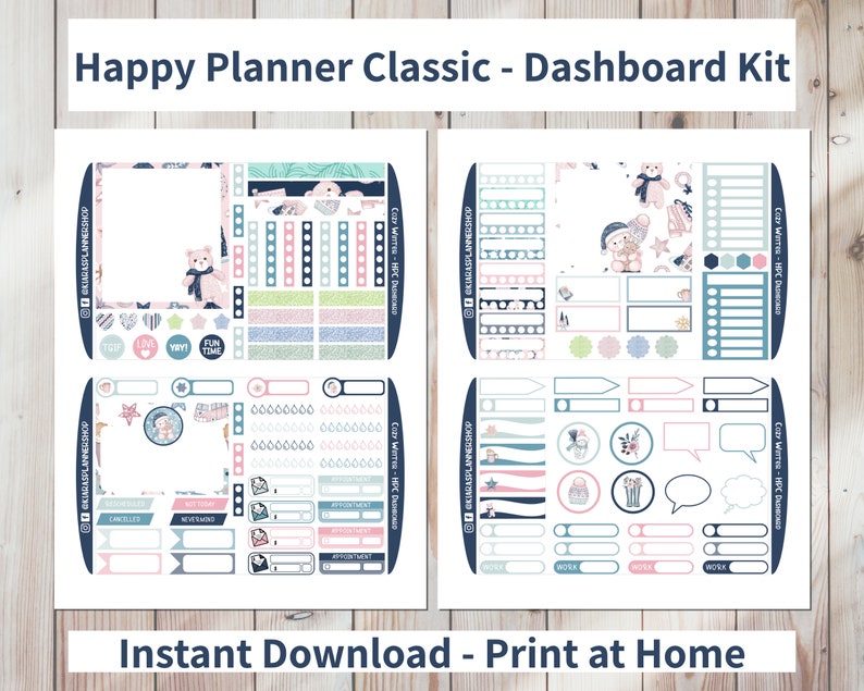 Cozy Winter Printable Weekly Dashboard Sticker Kit for Happy Planner ...