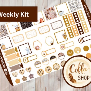 Coffee Shop - Hobonichi Weeks Printable Weekly Sticker Kit (CSWHW) (3.35x7)