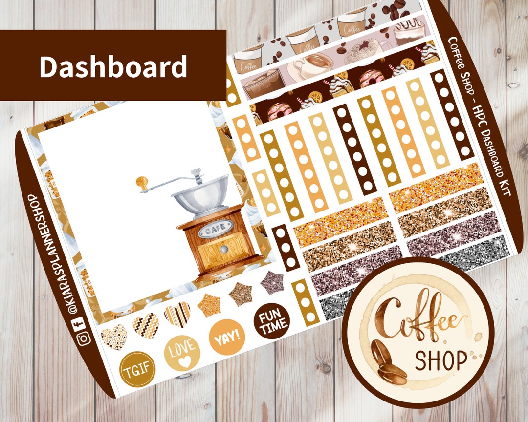 Coffee Shop - Printable Weekly Dashboard Sticker Kit for Happy Planner ...