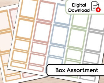 Soft Neutral - Box Assortment - 50 Stickers - Blank and Shaded - Instant Download - BUJO