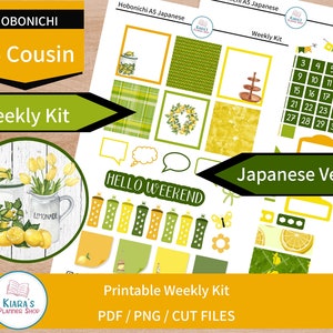 Farmhouse Lemons - Hobonichi Cousin A5 Kit de adesivos semanais para impressão (FLA5HW) (5,8x8,3) Versão japonesa