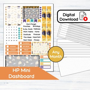HP Mini Dashboard - Halloween Magic Printable Dashboard Sticker Kit for Happy Planner Mini (4.5x7) Kit 101