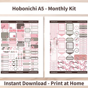 Cherry Blossoms - Hobonichi Cousin A5 Printable Monthly Sticker Kit ...