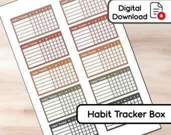 Bold Neutral - Habit Tracker - 10 Stickers - Instant Download - BUJO