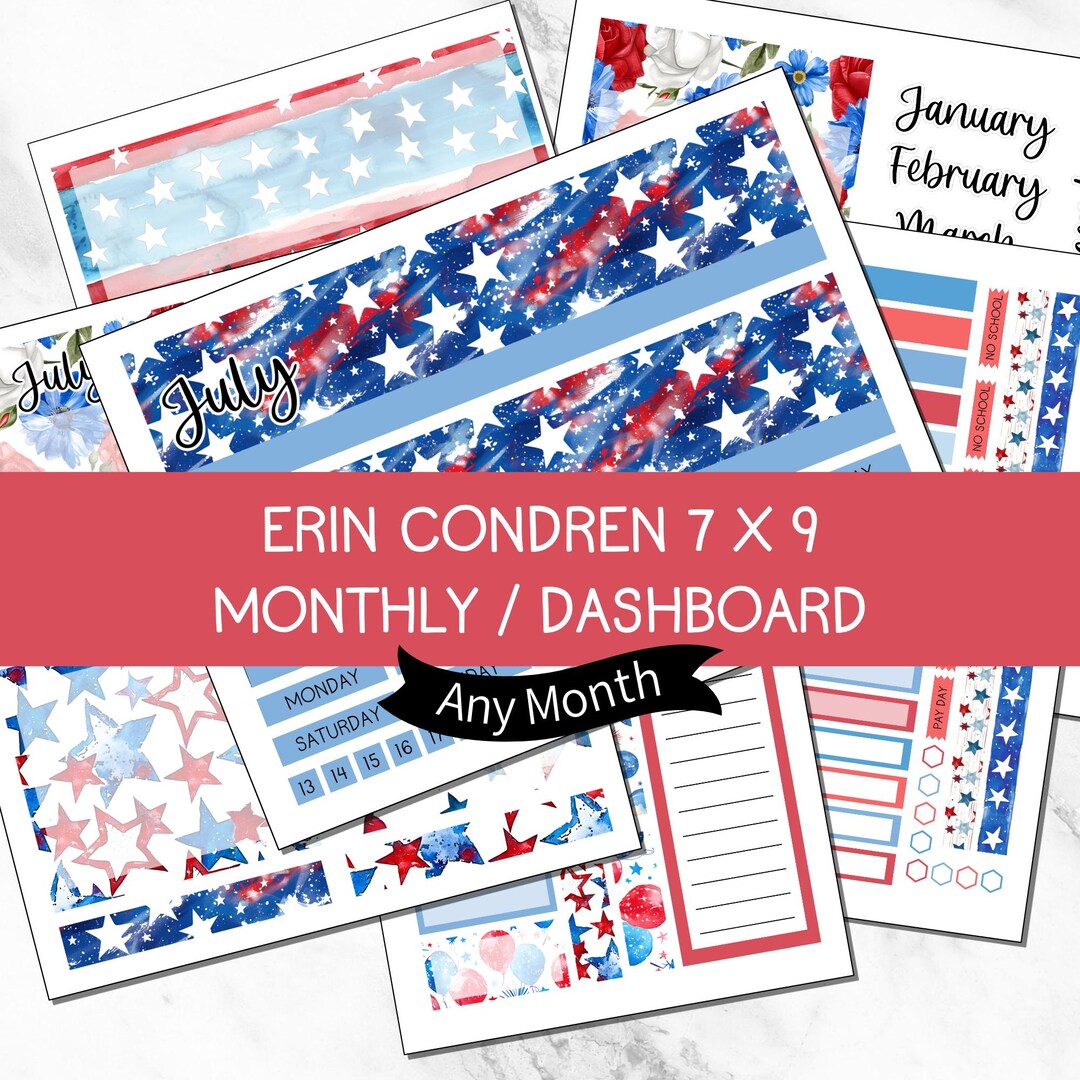 KIT 212 | Independence Day | July - Any Month | Erin Condren 7x9 Month ...